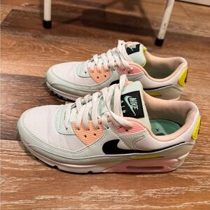 Nike Air Max 90 Pastel Mint Pink Yellow Black Accent Sneakers
